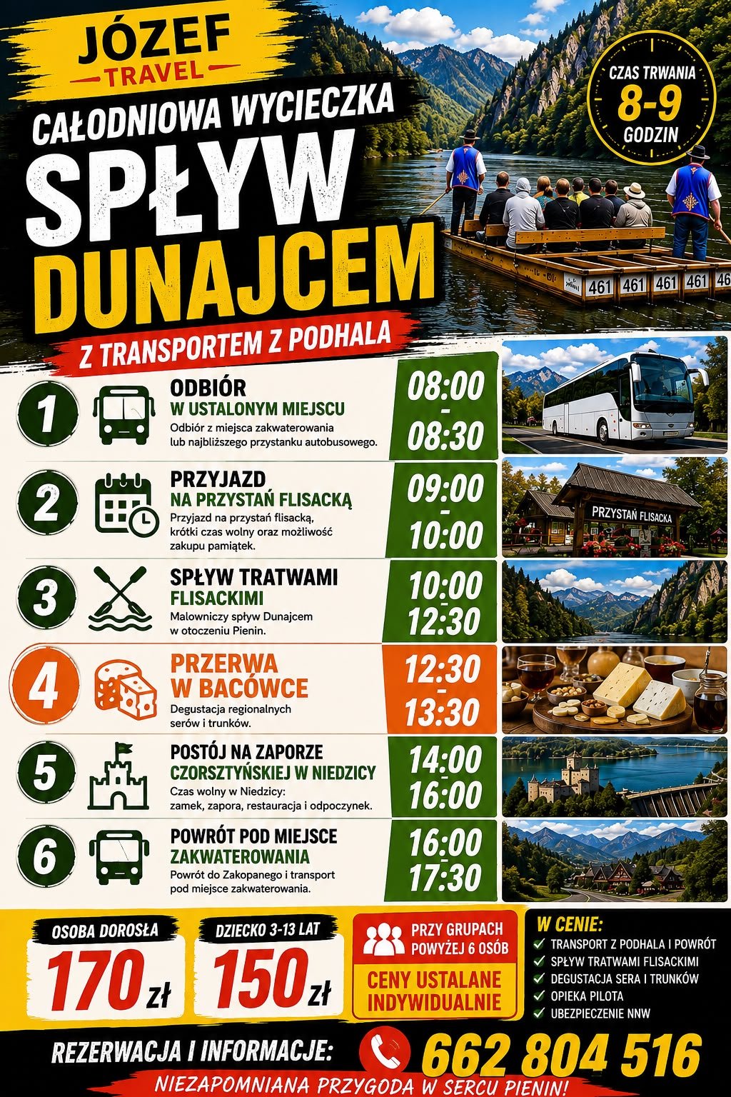 Spływ Dunajcem tratwą flisacką w Pieninach